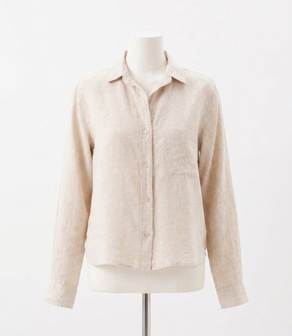 NEW KAREN KANE long sleeve linen button up shirt in oatmeal